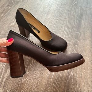 Sergio Rossi vintage square toe stacked block heel trendy designer fashionable